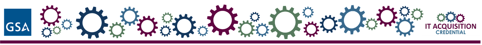 GSA logo and IT Acquisition Credential, surrounded by interconnected gears